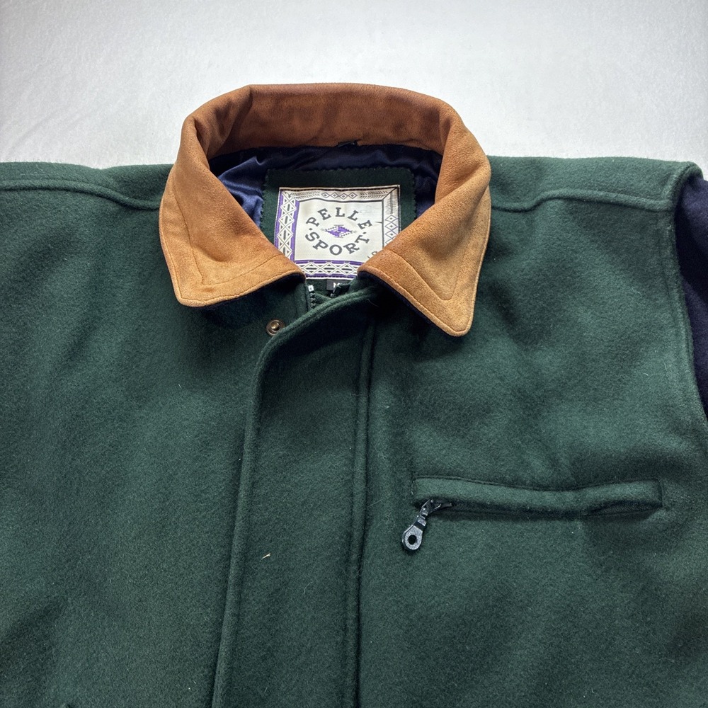 VTG Varsity Bomber Letterman Jacket Leather Wool Mens M Pelle Sports Coat Blank - Picture 2 of 16